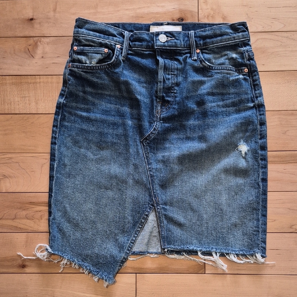 Mother Size 27 The Tomcat Slide Mini Fray Skirt With Button Fly